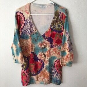 Vertigo Paris Beaded Sweater Flowers Multicolor Medium
